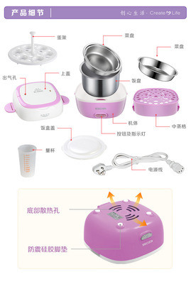 【【工廠直銷(xiāo) 一件代發(fā)貨】EZOSS意品RB2212三層不銹鋼電熱飯盒】?jī)r(jià)格,廠家,圖片,其他廚房電器,中山美迦商貿(mào)-